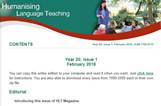 Lecturers of the English Studies Department contribute articles to the Feb. 2018 Issue of Humanising Language Teaching