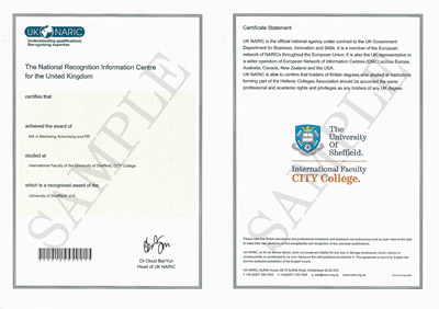 UK NARIC certificate
